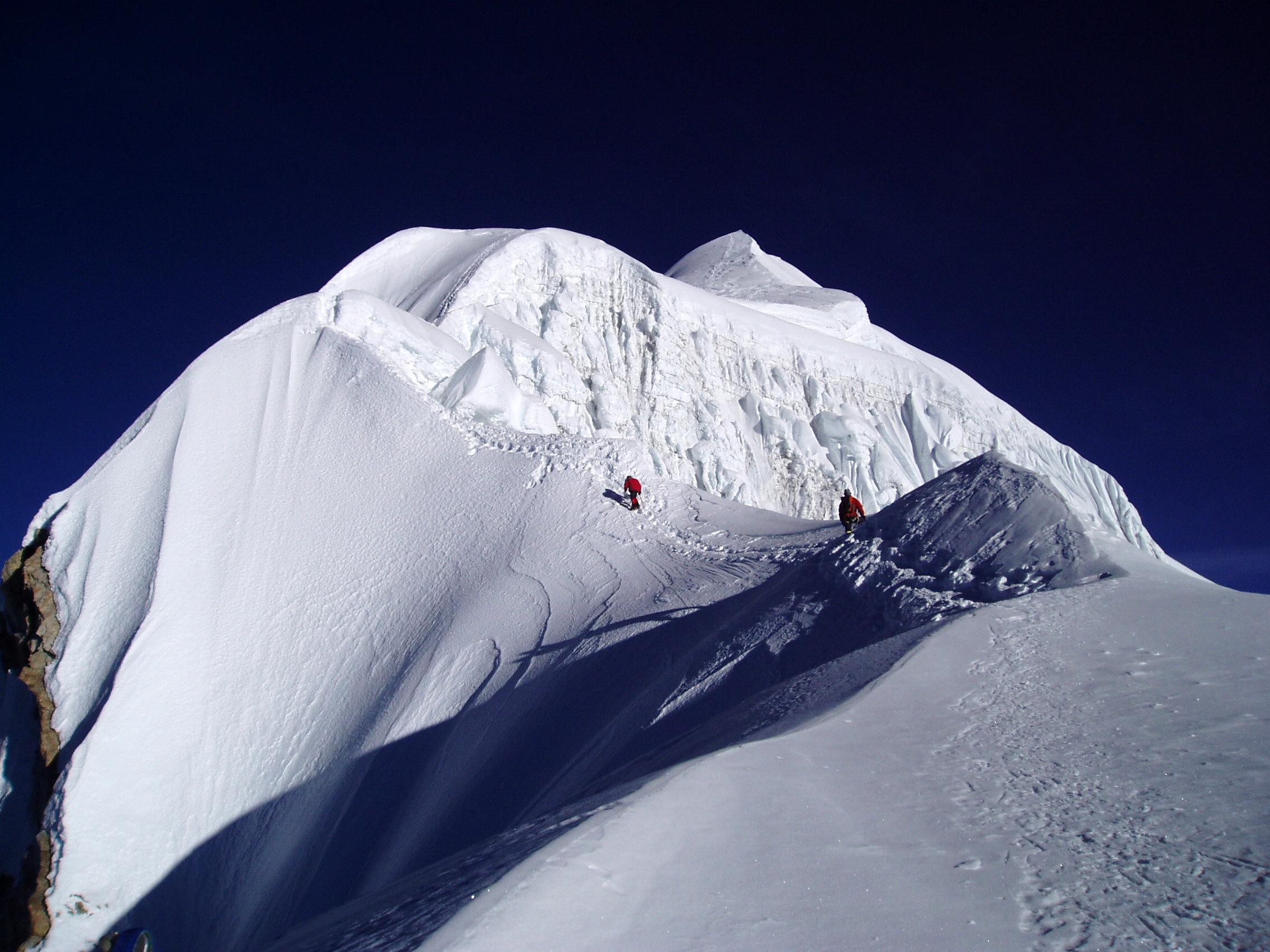 Baruntse Expedition climbers on summit ridge