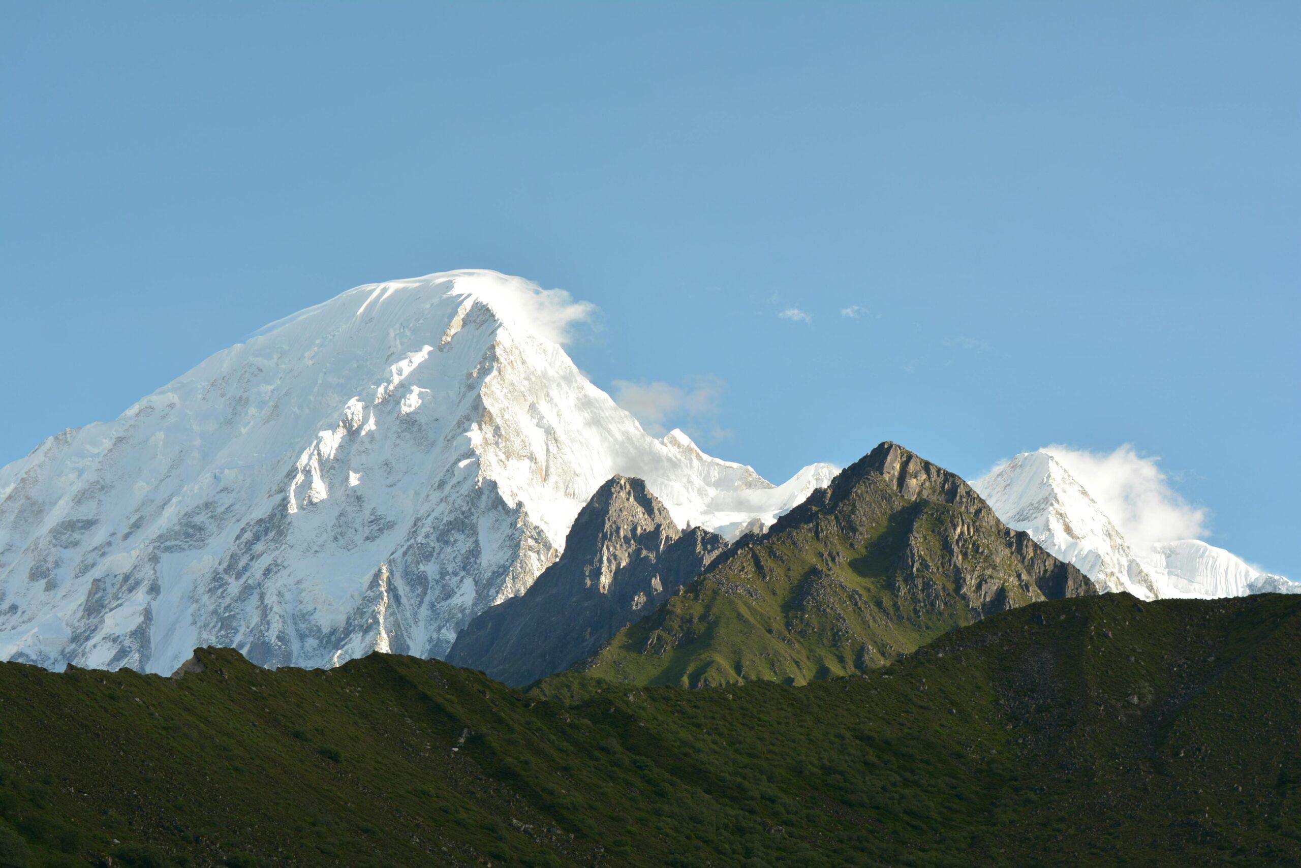 Himlung Expedition summit view from green hillside